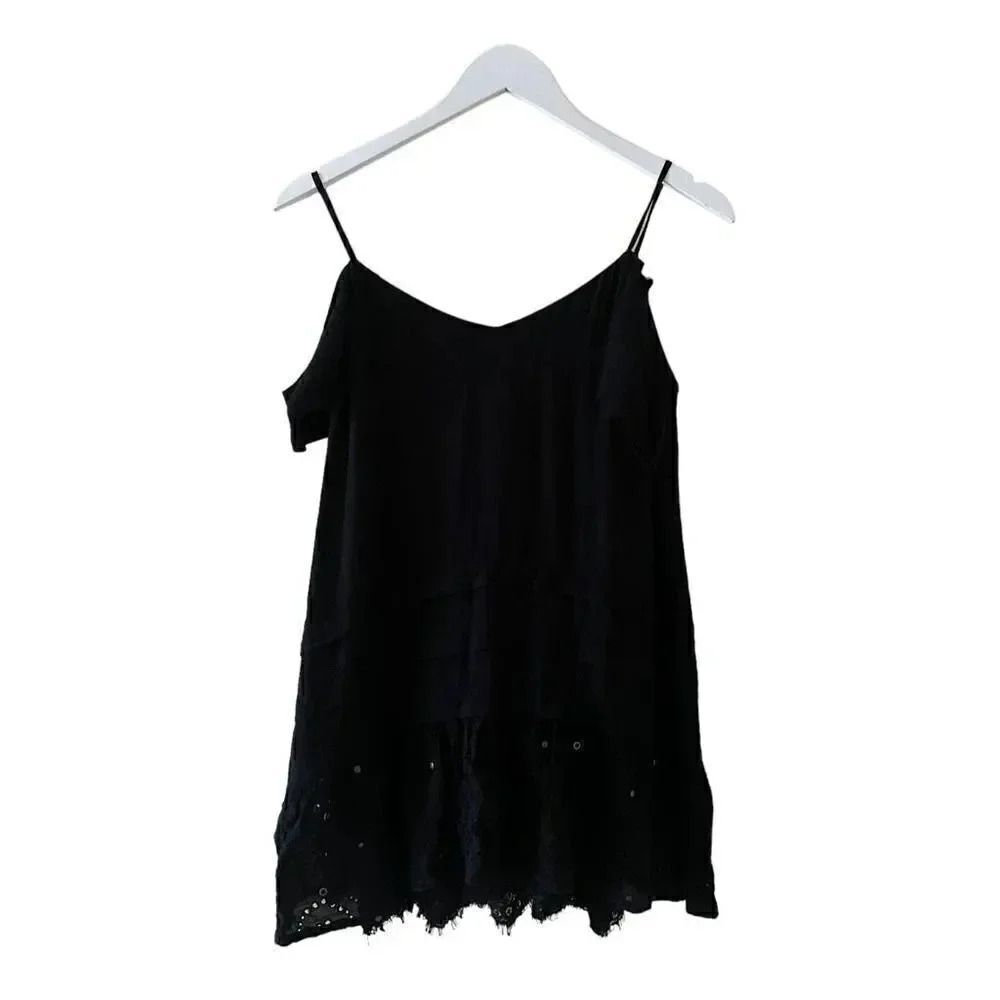Zara Trafaluc Black Cold Shoulder Lace Embroidered Women’s  Blouse SZ S # 1700